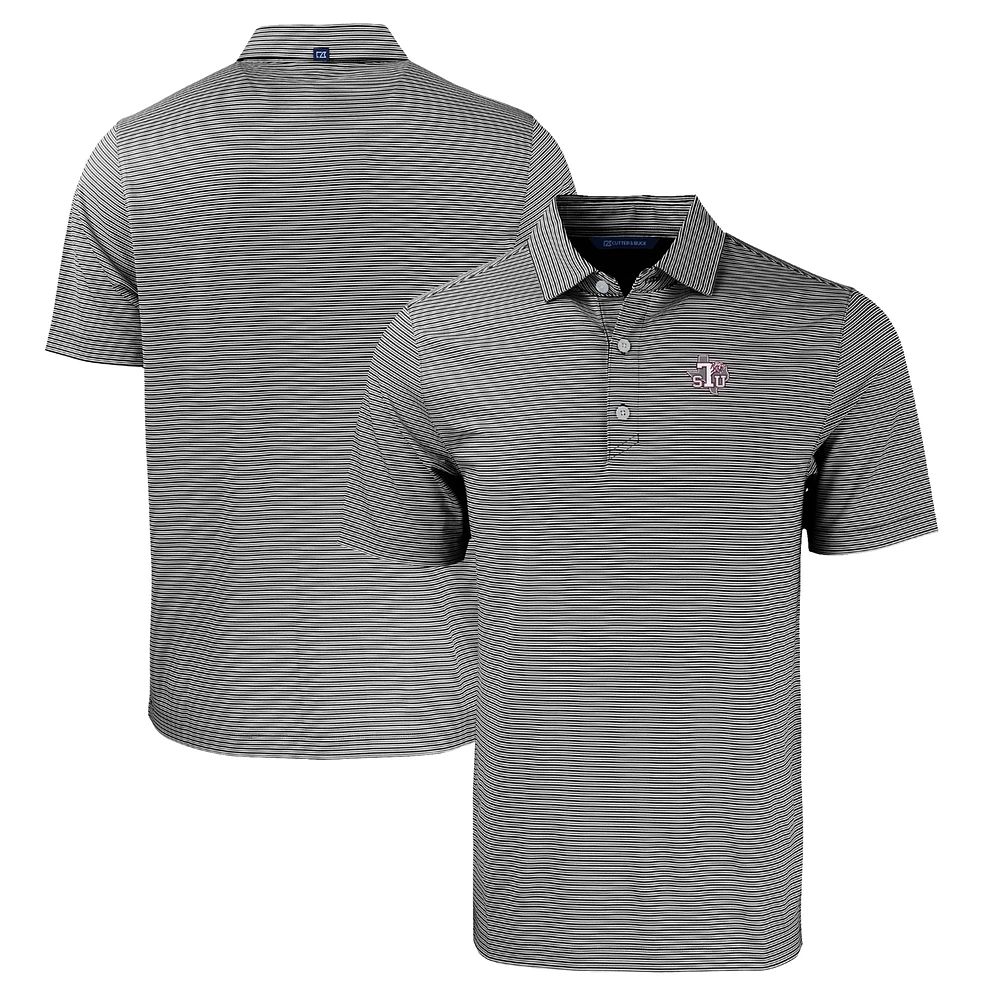 Men's Cutter & Buck Black/White Texas Southern Tigers Big Tall Forge Eco Double Stripe Stretch Recycled Polo