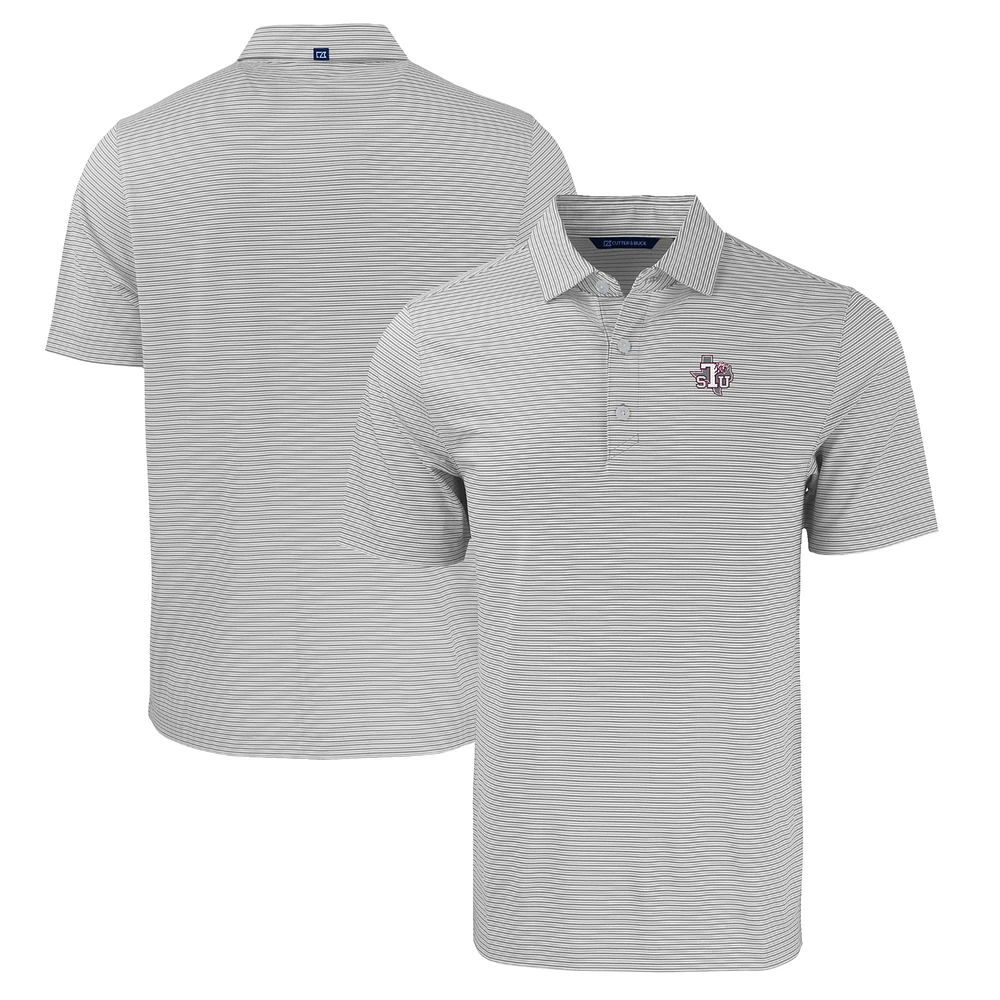 Men's Cutter & Buck Gray/White Texas Southern Tigers Big Tall Forge Eco Double Stripe Stretch Recycled Polo