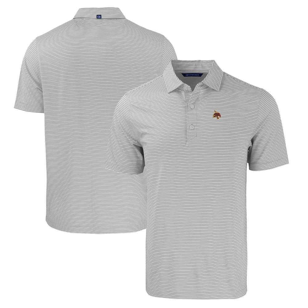 Men's Cutter & Buck Gray/White Texas State Bobcats Big Tall Forge Eco Double Stripe Stretch Recycled Polo