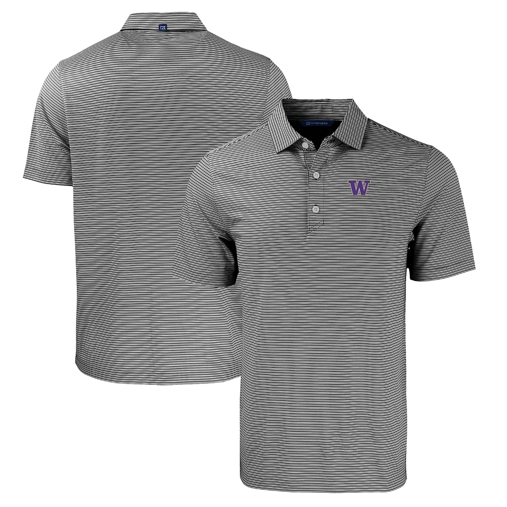 Men's Cutter & Buck Black/White Washington Huskies Big & Tall Forge Eco Double Stripe Stretch Recycled Polo