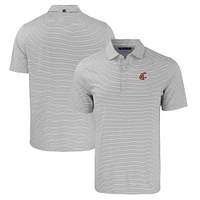 Men's Cutter & Buck /White Washington State Cougars Big Tall Forge Eco Double Stripe Stretch Recycled Polo