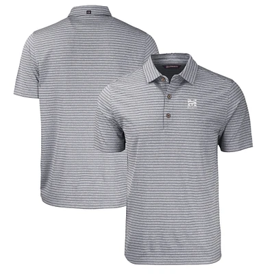 Men's Cutter & Buck  Heather Black Morehouse Maroon Tigers Big Tall Forge Eco Stripe Stretch Recycled Polo