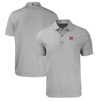 Men's Cutter & Buck  Heather Gray Morehouse Maroon Tigers Big Tall Forge Eco Stripe Stretch Recycled Polo