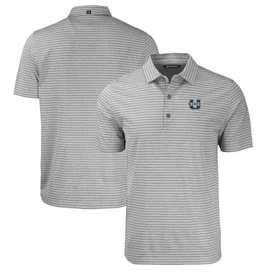 Men's Cutter & Buck  Heather Gray Utah State Aggies Big Tall Forge Eco Stripe Stretch Recycled Polo