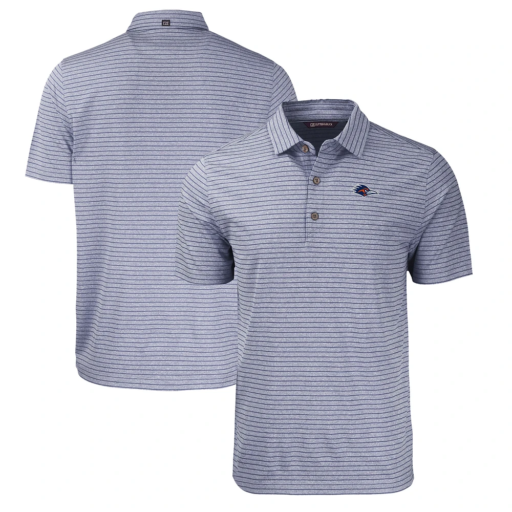 Men's Cutter & Buck Heather Navy UTSA Roadrunners Big Tall Forge Eco Stripe Stretch Recycled Polo