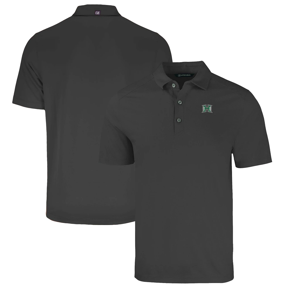 Men's Cutter & Buck Heather Black Hawaii Rainbow Warriors Big Tall Forge Eco Stretch Recycled Polo