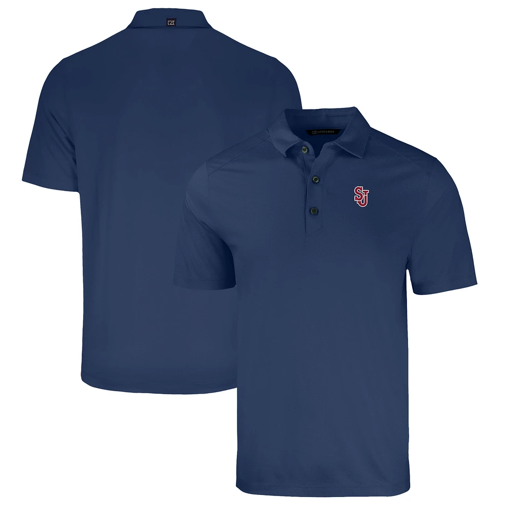 Men's Cutter & Buck Heather Navy St. John's Red Storm Big Tall Forge Eco Stretch Recycled Polo