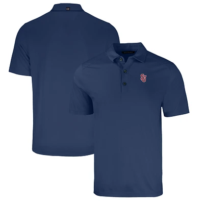 Men's Cutter & Buck Heather Navy St. John's Red Storm Big Tall Forge Eco Stretch Recycled Polo