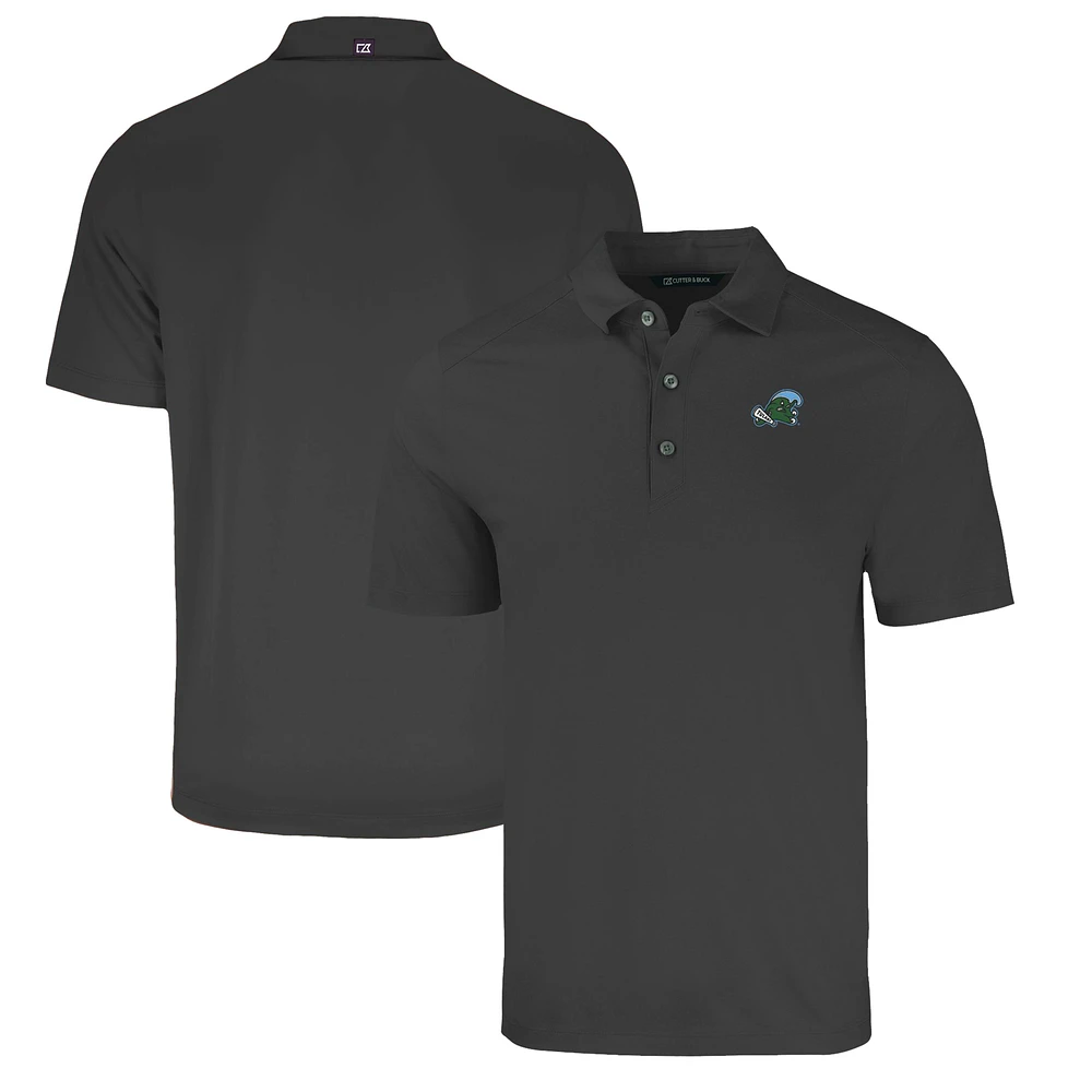 Men's Cutter & Buck Heather Black Tulane Green Wave Big Tall Forge Eco Stretch Recycled Polo