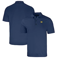 Men's Cutter & Buck Heather Navy Michigan Wolverines Big & Tall Forge Eco Stretch Recycled Polo