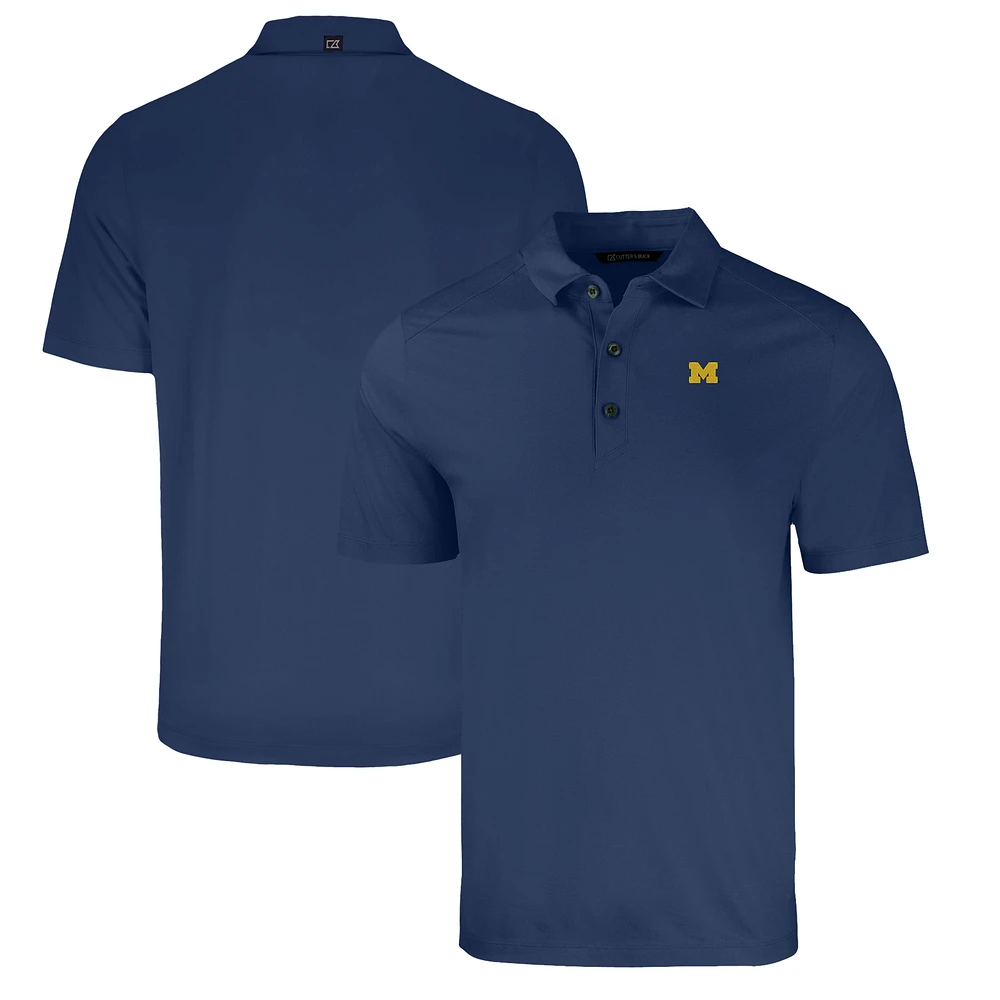 Men's Cutter & Buck Heather Navy Michigan Wolverines Big & Tall Forge Eco Stretch Recycled Polo