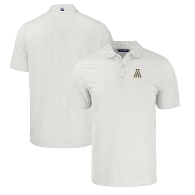 Men's Cutter & Buck White/Gray Appalachian State Mountaineers Big Tall Pike Eco Symmetry Print Stretch Recycled Polo
