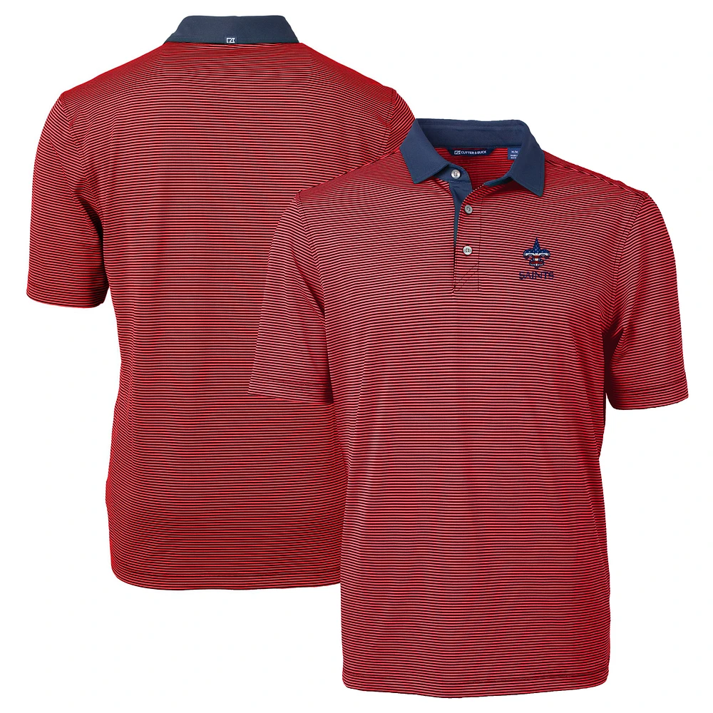 Men's Cutter & Buck Red/Navy New Orleans Saints Big & Tall Virtue Eco Pique Micro Stripe Recycled Polo