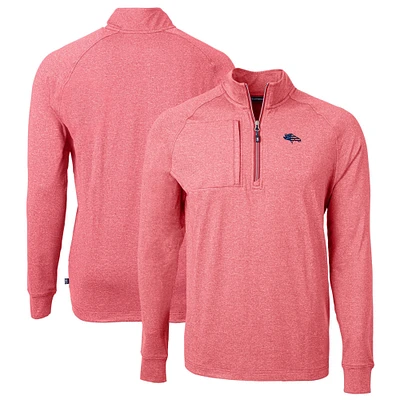 Men's Cutter & Buck  Heather Red Denver Broncos  Big & Tall Adapt Eco Knit Quarter-Zip Pullover Top