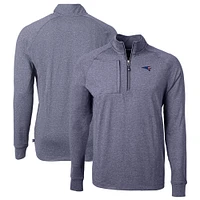 Men's Cutter & Buck  Heather Navy New England Patriots Big Tall Adapt Eco Knit Quarter-Zip Pullover Top