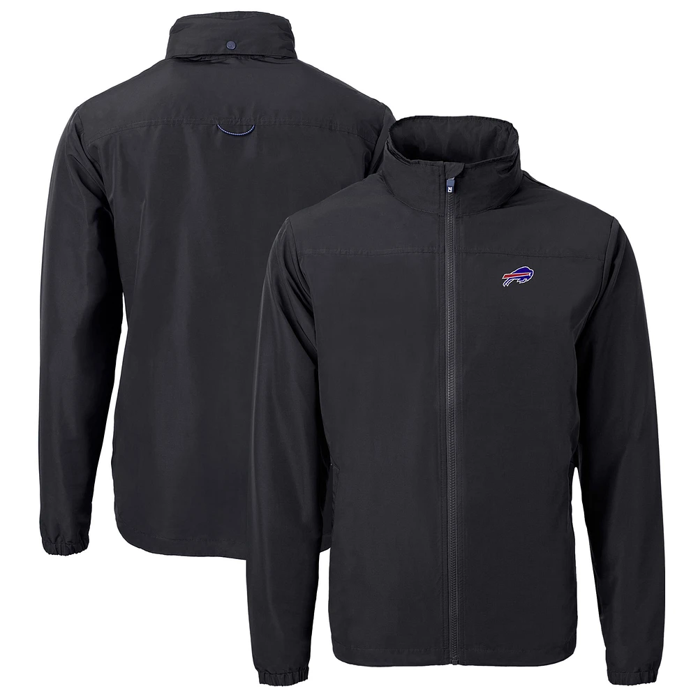 Men's Cutter & Buck Black Buffalo Bills Big Tall Charter Eco Knit Recycled Full-Zip Jacket
