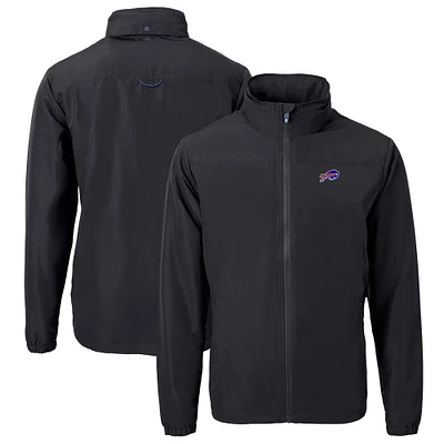 Men's Cutter & Buck  Black Buffalo Bills Big Tall Charter Eco Knit Recycled Full-Zip Jacket