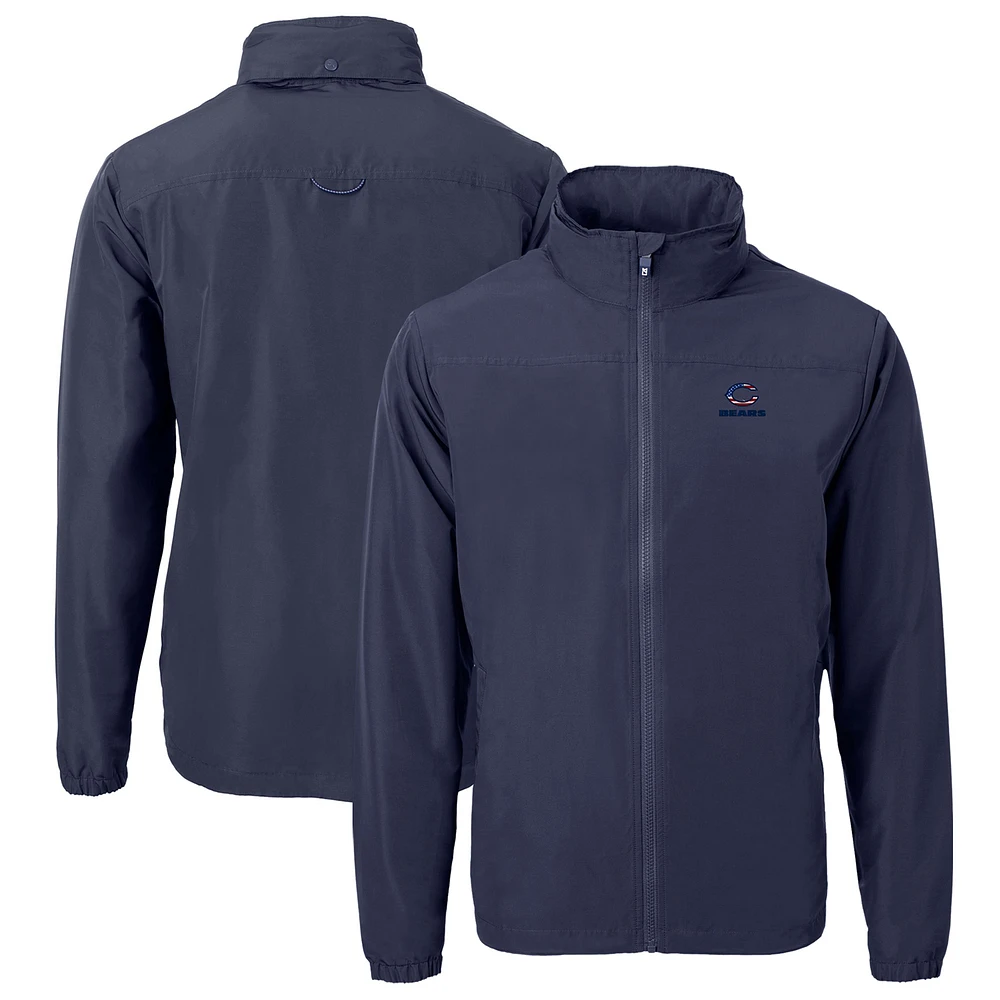 Men's Cutter & Buck Navy Chicago Bears Big Tall Charter Eco Knit Recycled Full-Zip Jacket