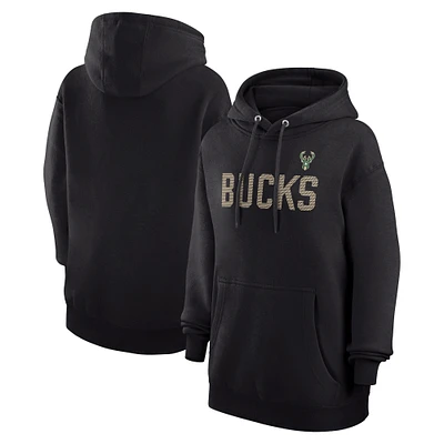 Women's G-III 4Her by Carl Banks  Black Milwaukee Bucks Dot Print Pullover Hoodie