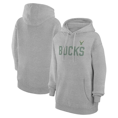 Women's G-III 4Her by Carl Banks  Heather Gray Milwaukee Bucks Dot Print Pullover Hoodie