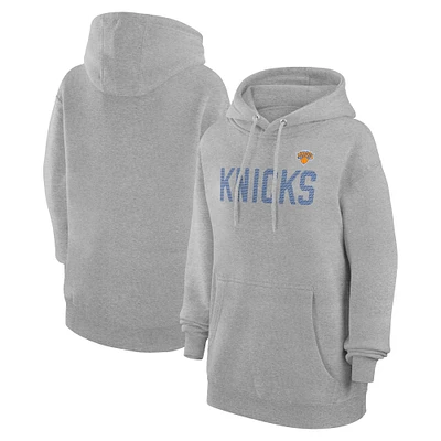 Women's G-III 4Her by Carl Banks  Heather Gray New York Knicks Dot Print Pullover Hoodie