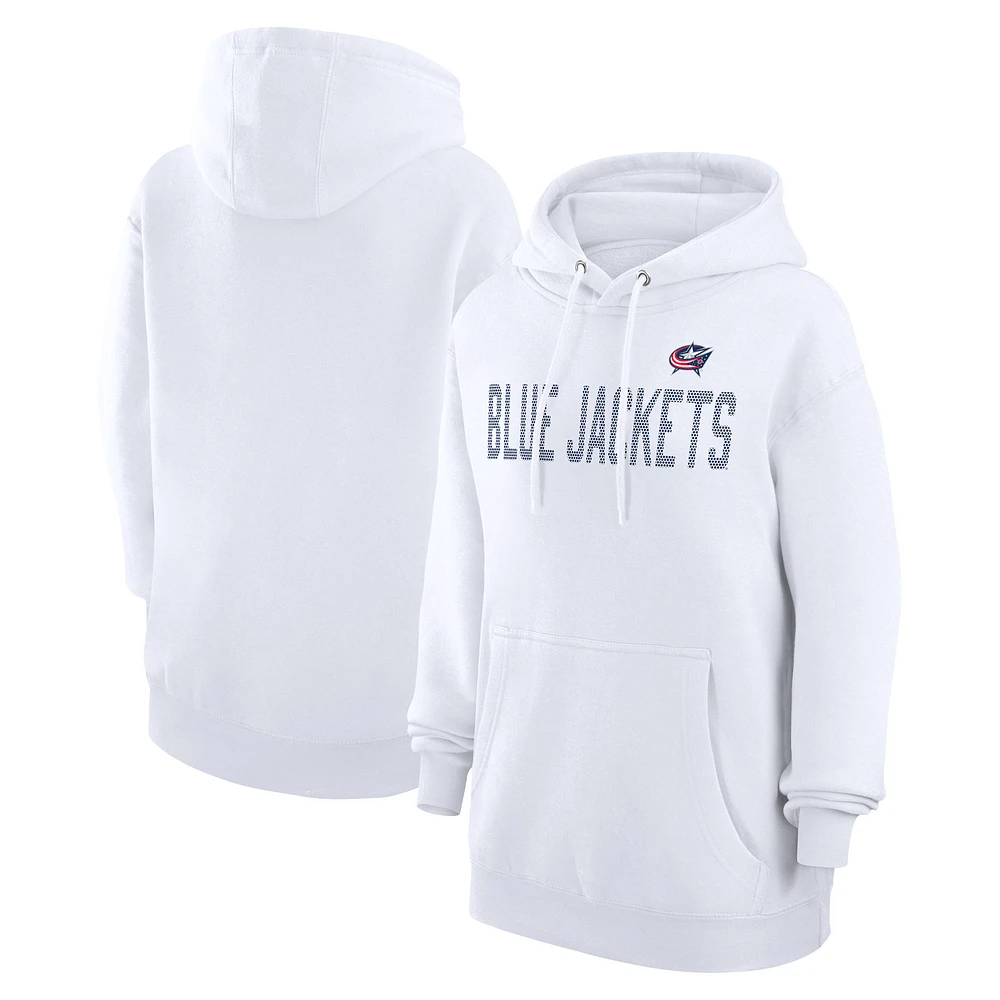Women's G-III 4Her by Carl Banks White Columbus Blue Jackets Dot Print Pullover Hoodie