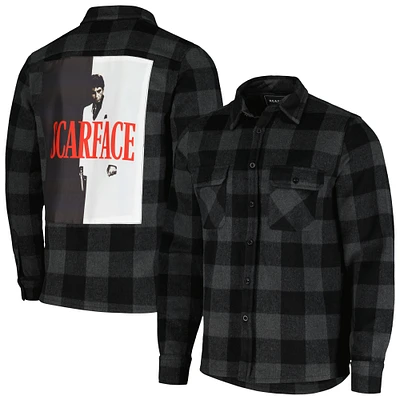 Unisex Black Scarface Flannel Long Sleeve Button-Down Shirt