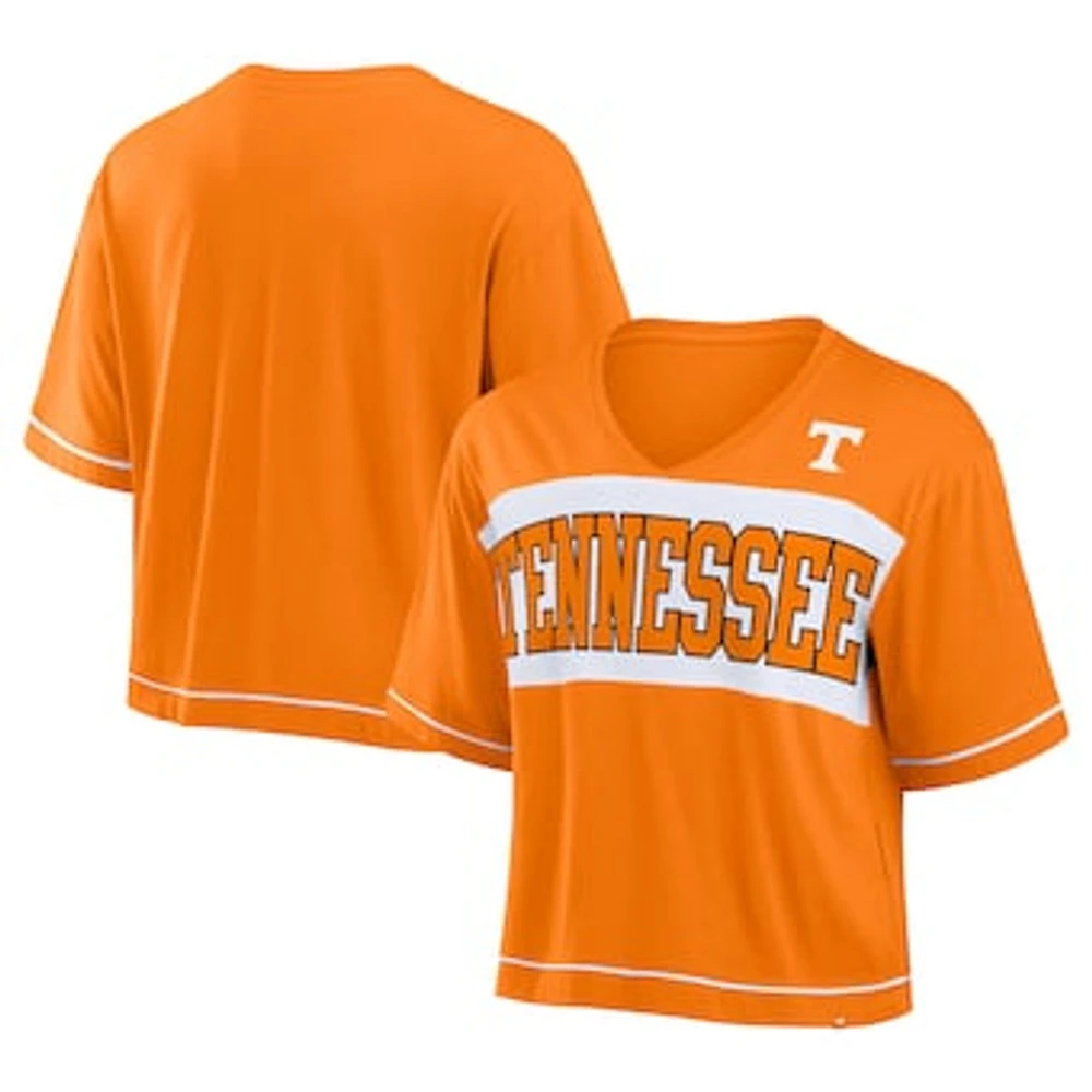 Women's Fanatics Tennessee Orange Volunteers Home Team Bold Fashion Modest V-Neck Cropped T-Shirt