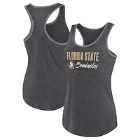 Women's Fanatics Heather Charcoal Florida State Seminoles Fuel Racerback Tank Top