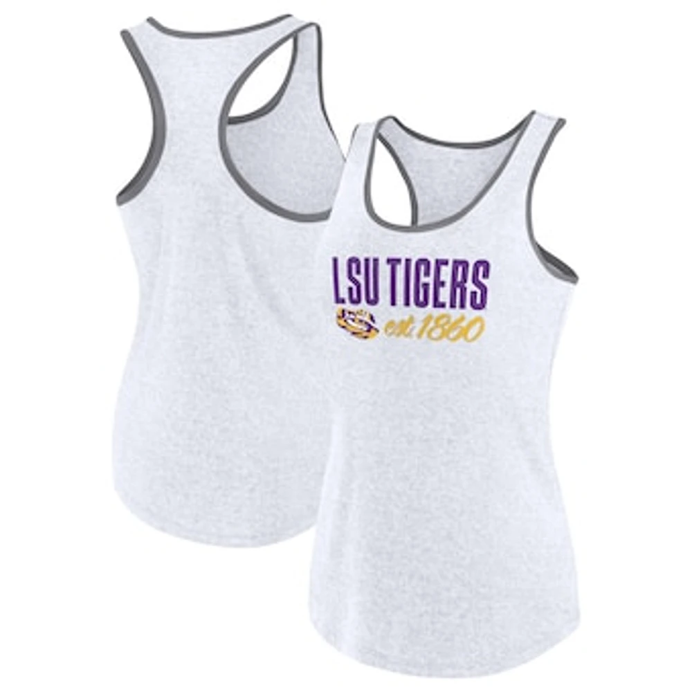 Women's Fanatics Ash LSU Tigers Fuel Racerback Tank Top