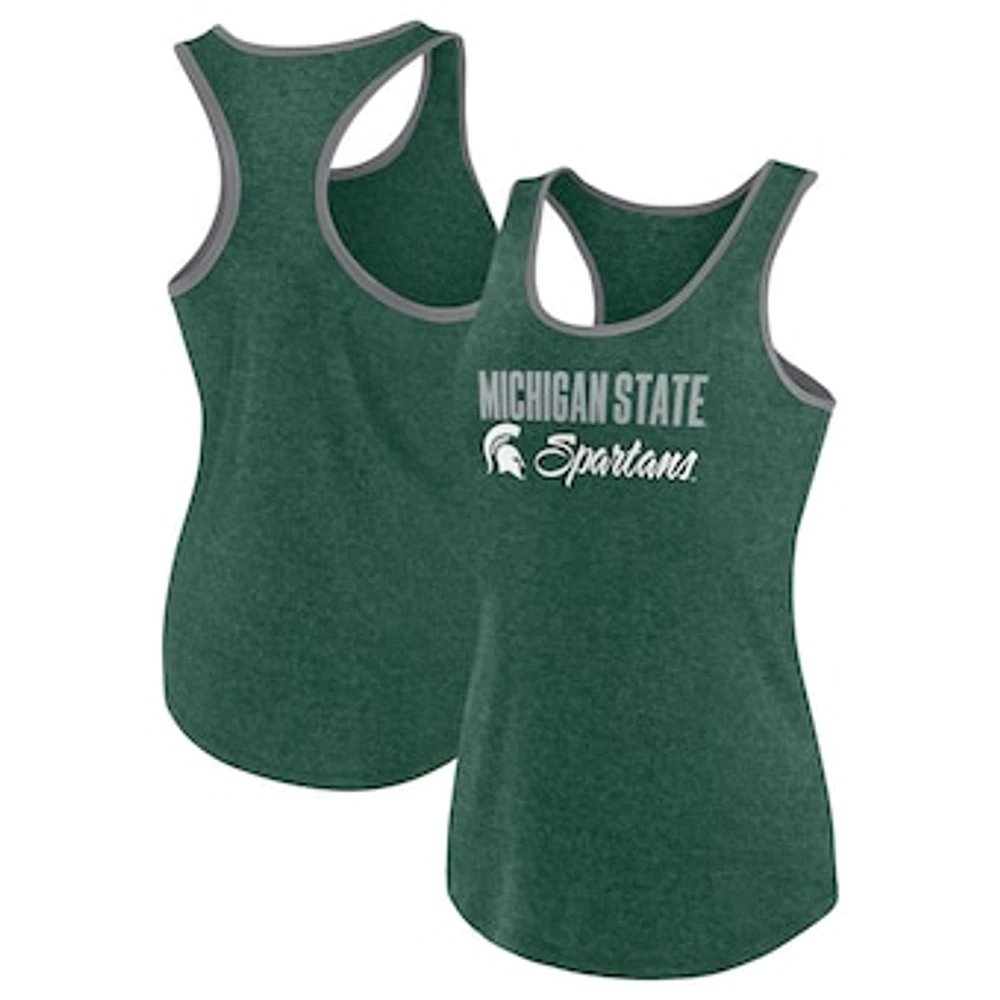 Women's Fanatics Heather Green Michigan State Spartans Fuel Racerback Tank Top