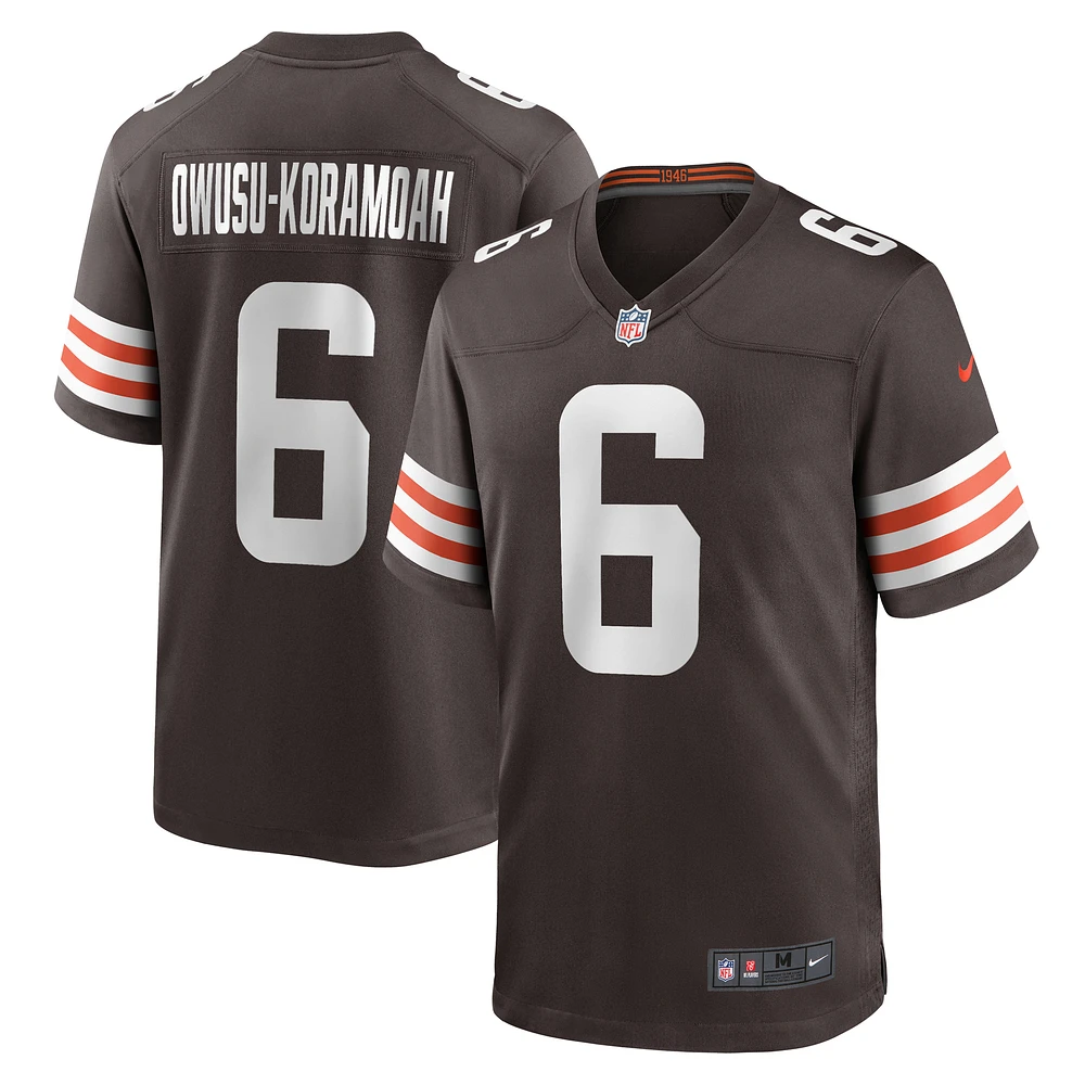 Men's Nike Jeremiah Owusu-Koramoah Brown Cleveland Browns Team Game Jersey