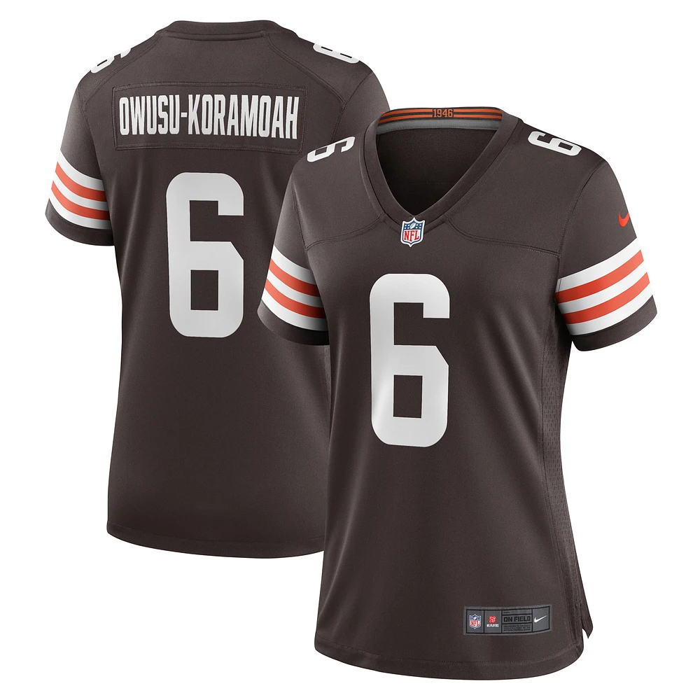 Women's Nike Jeremiah Owusu-Koramoah Brown Cleveland Browns Team Game Jersey