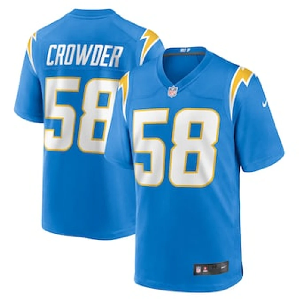 Men's Nike Tae Crowder Powder Blue Los Angeles Chargers Team Game Jersey