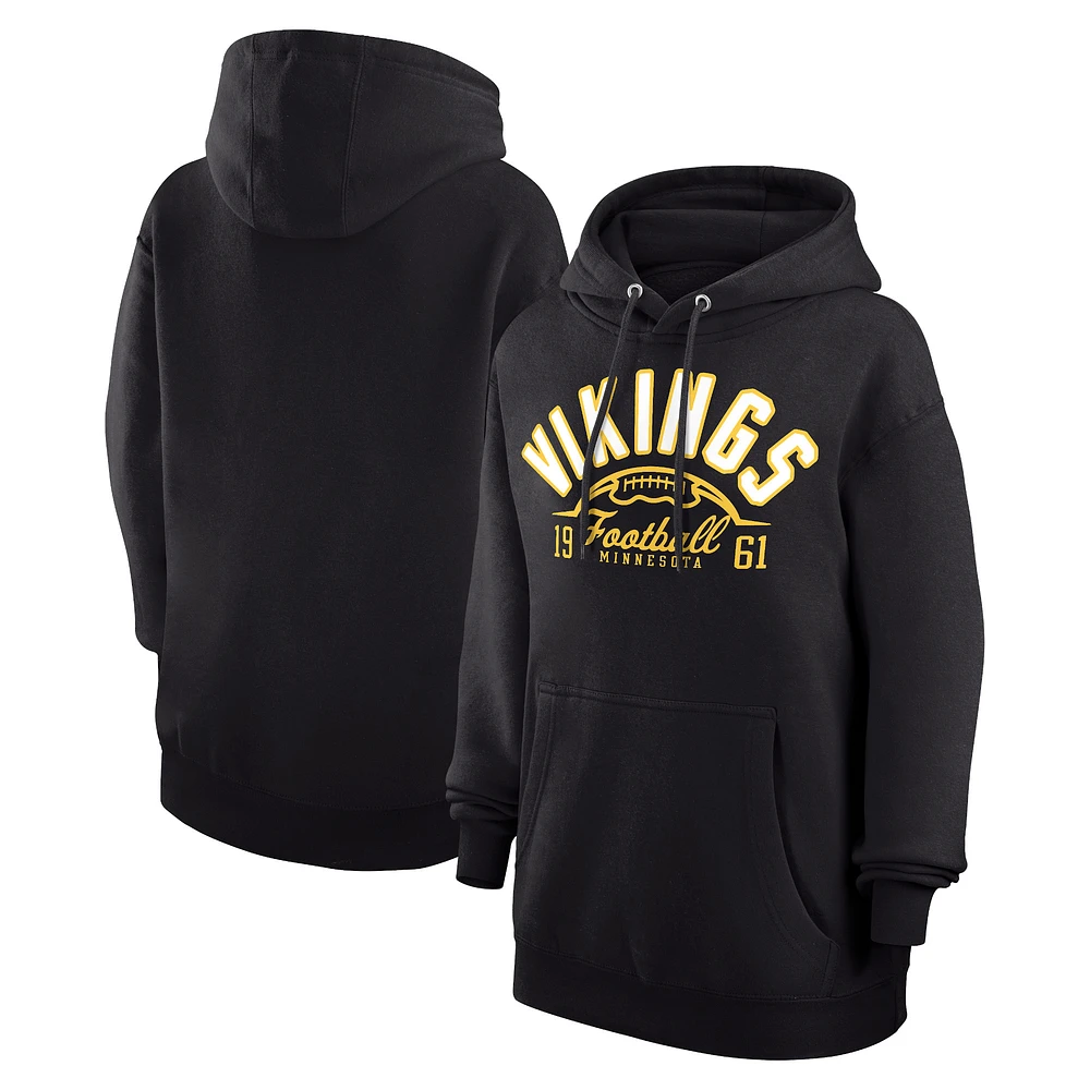 Unisex Starter Black Minnesota Vikings Half Ball Team Fleece Pullover Hoodie
