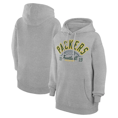 Unisex Starter  Heather Gray Green Bay Packers Half Ball Team Fleece Pullover Hoodie