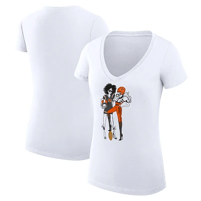 Women's G-III 4Her by Carl Banks White Cincinnati Bengals Football Girls Graphic V-Neck Fitted T-Shirt