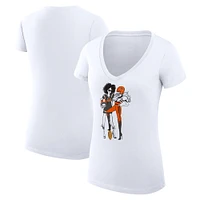 Women's G-III 4Her by Carl Banks White Cincinnati Bengals Football Girls Graphic V-Neck Fitted T-Shirt