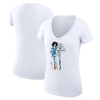 Women's G-III 4Her by Carl Banks White Detroit Lions Football Girls Graphic V-Neck Fitted T-Shirt