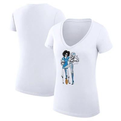 Women's G-III 4Her by Carl Banks White Detroit Lions Football Girls Graphic V-Neck Fitted T-Shirt