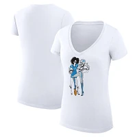 Women's G-III 4Her by Carl Banks White Detroit Lions Football Girls Graphic V-Neck Fitted T-Shirt