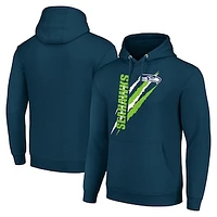 Unisex Starter Navy Seattle Seahawks Color Scratch Fleece Pullover Hoodie