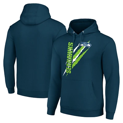 Unisex Starter Navy Seattle Seahawks Color Scratch Fleece Pullover Hoodie