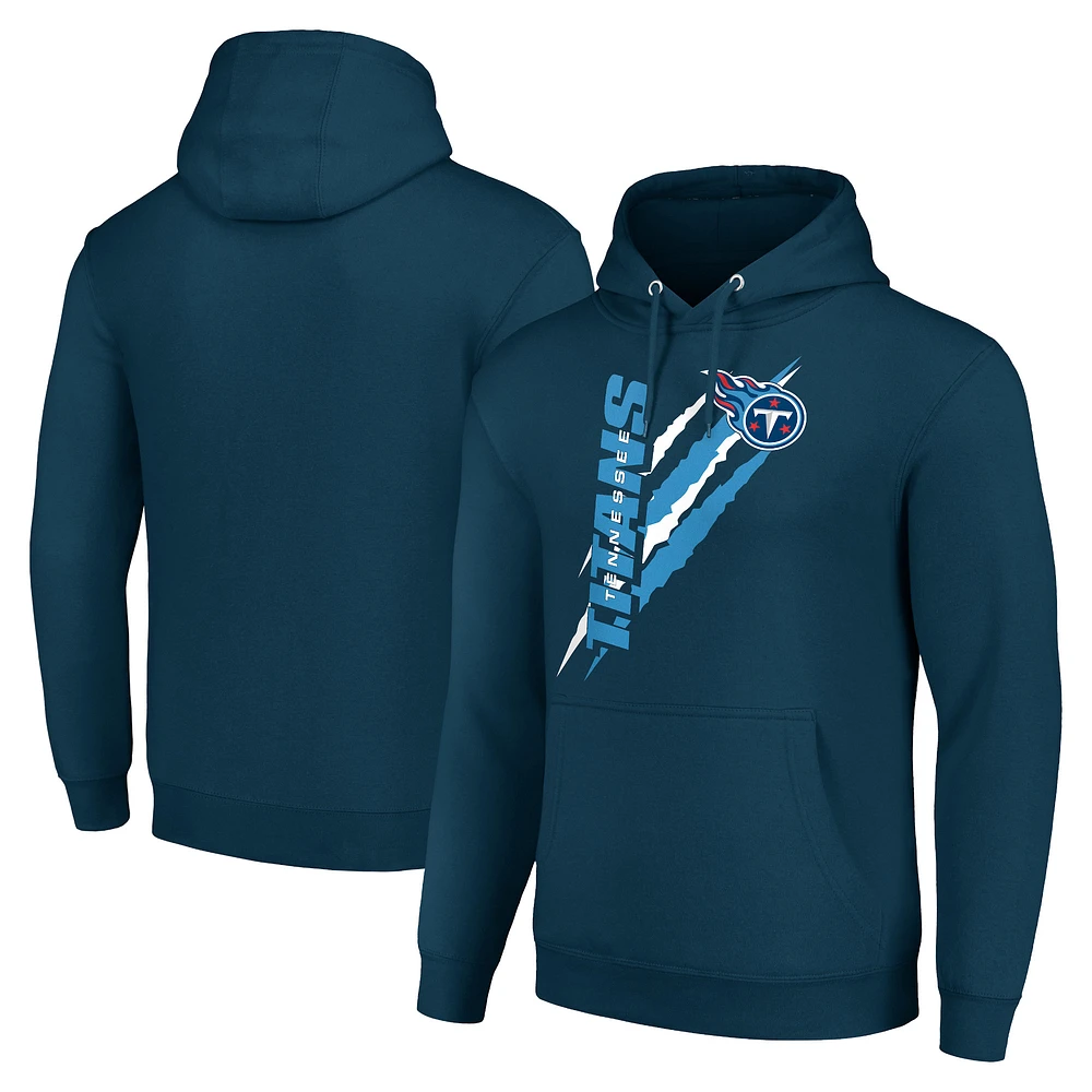 Unisex Starter Navy Tennessee Titans Color Scratch Fleece Pullover Hoodie