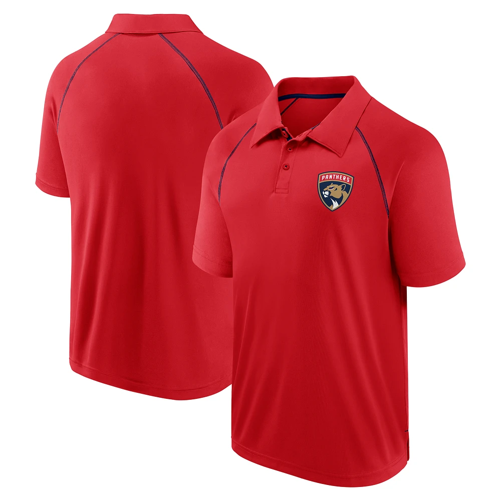 Men's Fanatics Red Florida Panthers Raglan Strong Alone Polo