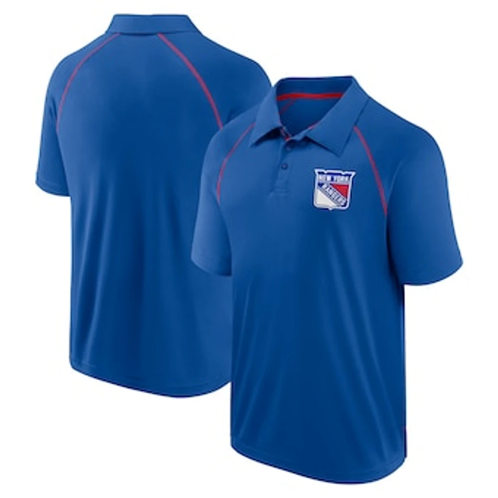 Men's Fanatics Blue New York Rangers Raglan Strong Alone Polo