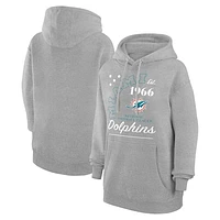Unisex Starter  Heather Gray Miami Dolphins Arch Team Fleece Pullover Hoodie