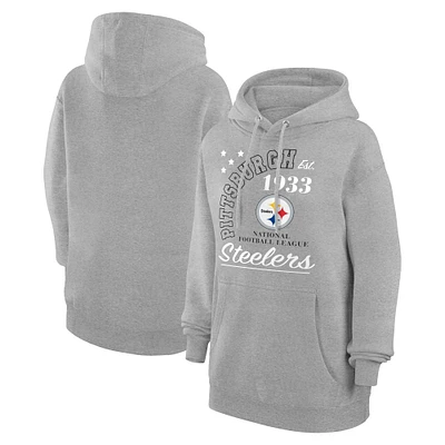Unisex Starter  Heather Gray Pittsburgh Steelers Arch Team Fleece Pullover Hoodie