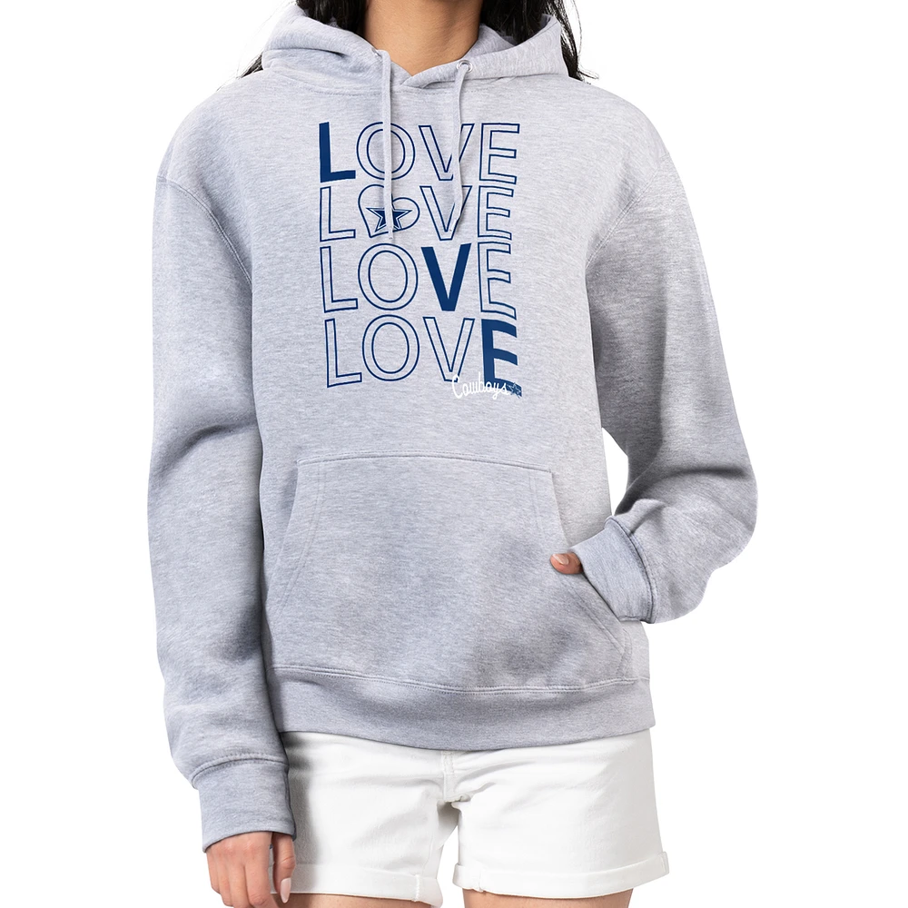 Women's G-III 4Her by Carl Banks  Heather Gray Dallas Cowboys Love Graphic Pullover Hoodie
