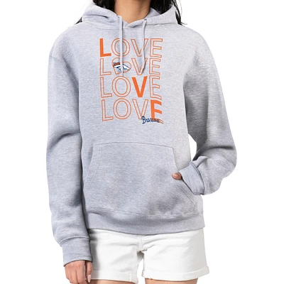 Women's G-III 4Her by Carl Banks  Heather Gray Denver Broncos Love Graphic Pullover Hoodie